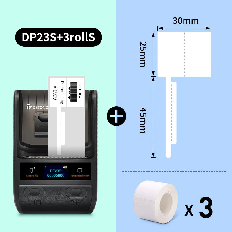 Detonger DP23S Bluetooth Barcode QR Code Etikettendrucker