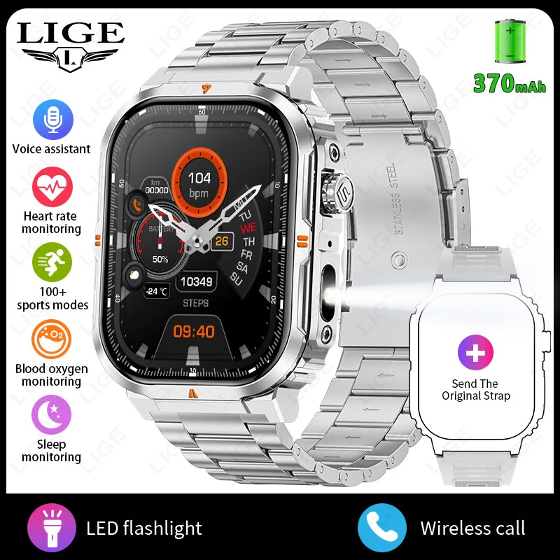 LIGE Outdoor Smartwatch mit LED & BT-Anruf 2024