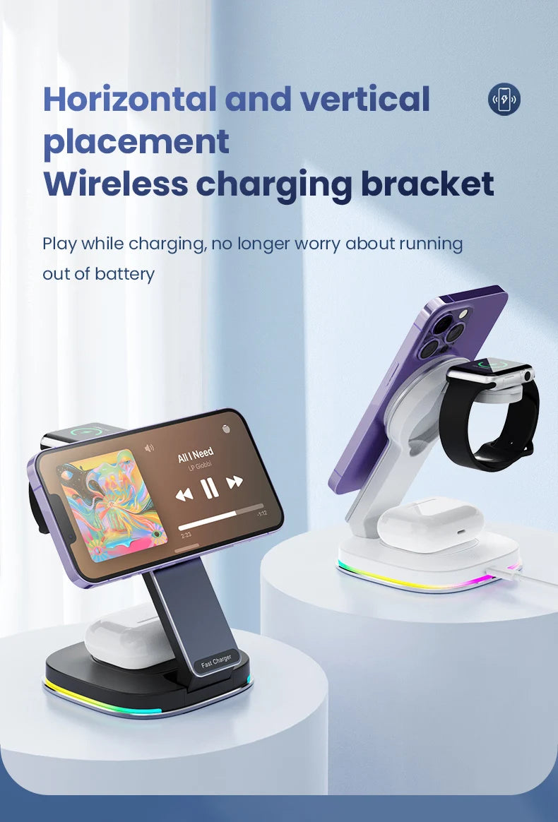 3-in-1 Maxsafe Qi2 Foldable Ultra-Fast Charging Stand