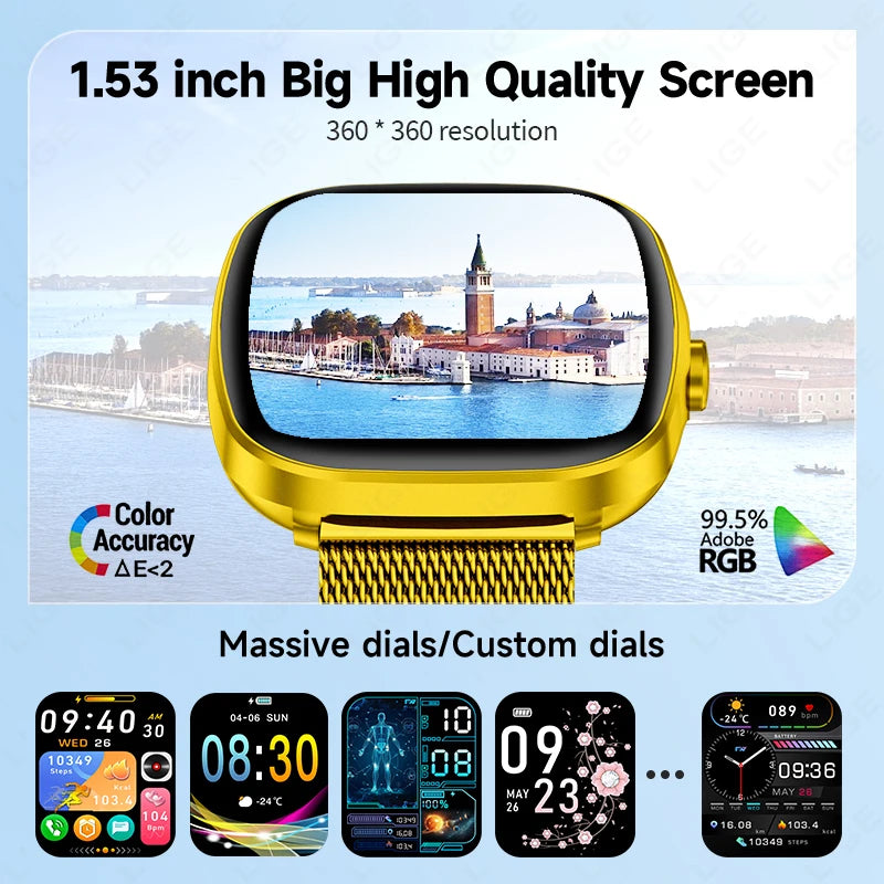 Elegante Smartwatch mit HD Touch & Herzfrequenz