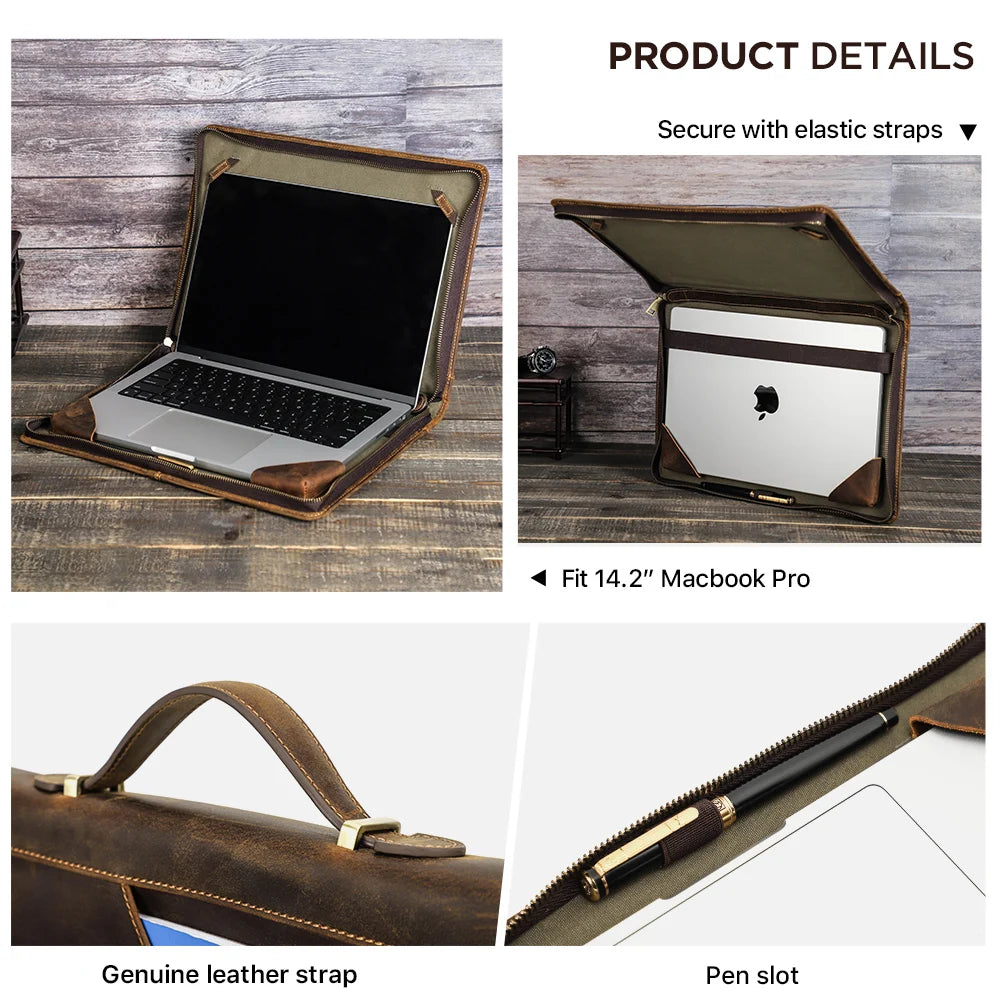 Elegant genuine leather laptop bag for MacBook & business