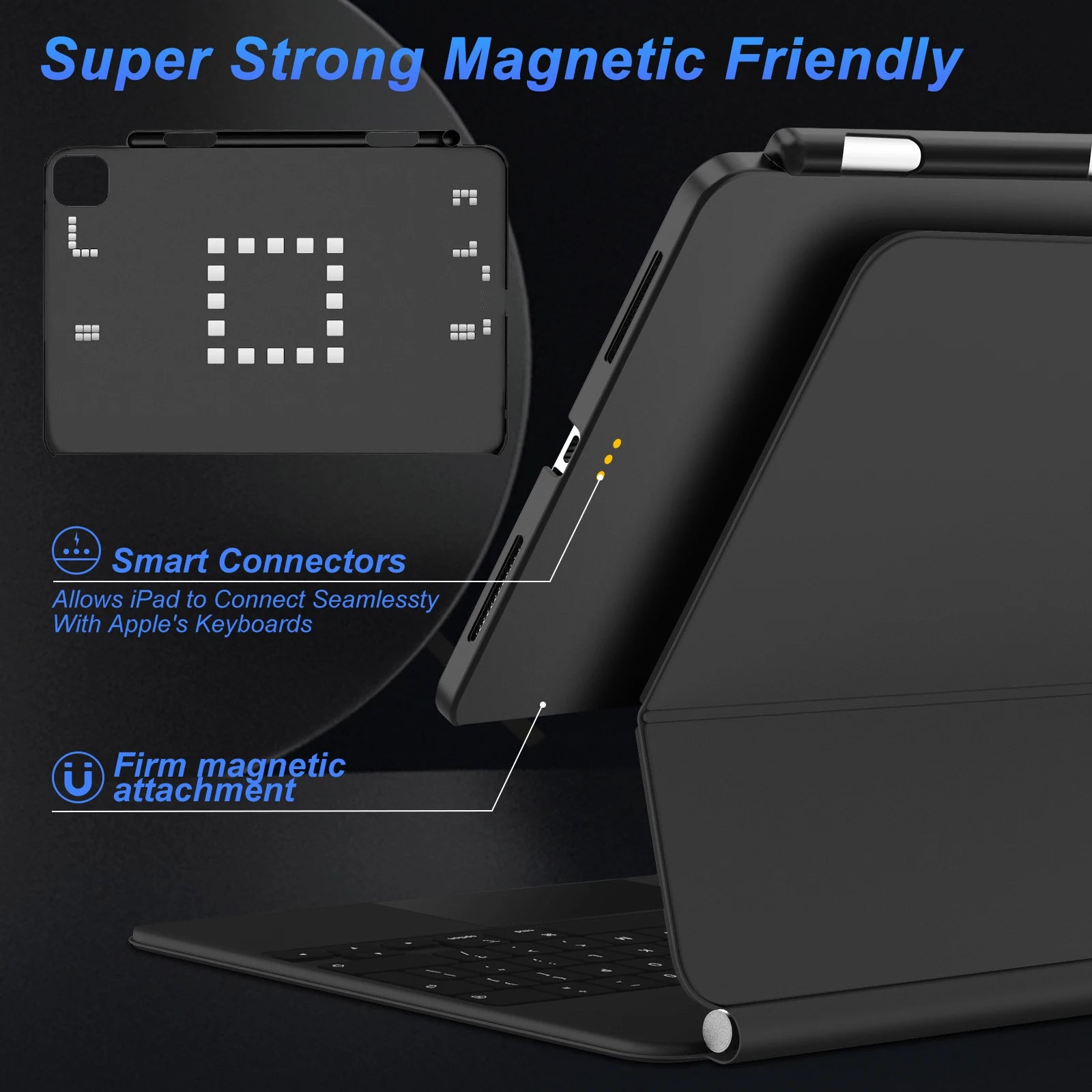 Magnetic iPad case with pen holder