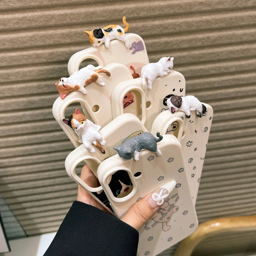 3D Cat Leather Case for iPhone 17 & 16