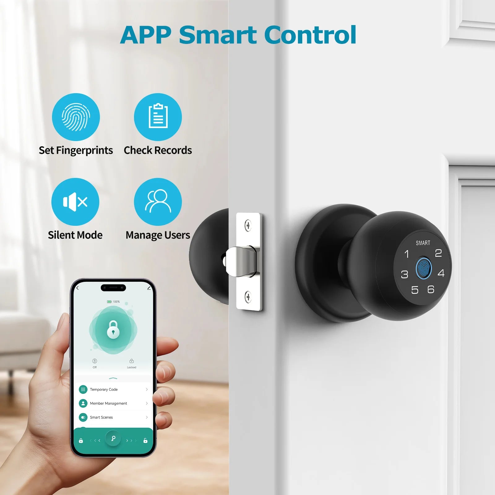 Smartes Fingerabdruck Türschloss mit App & Code