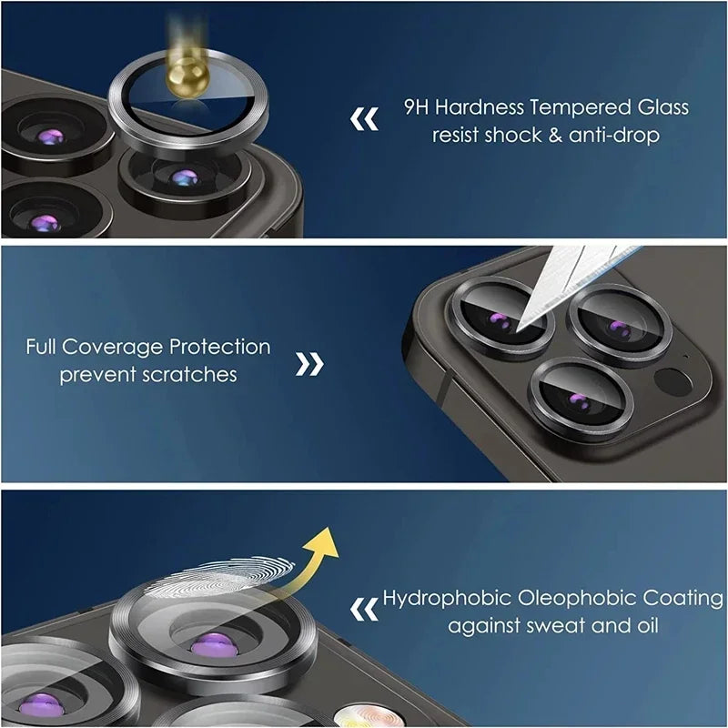 Lot de 3 protecteurs d'objectif d'appareil photo pour iPhone