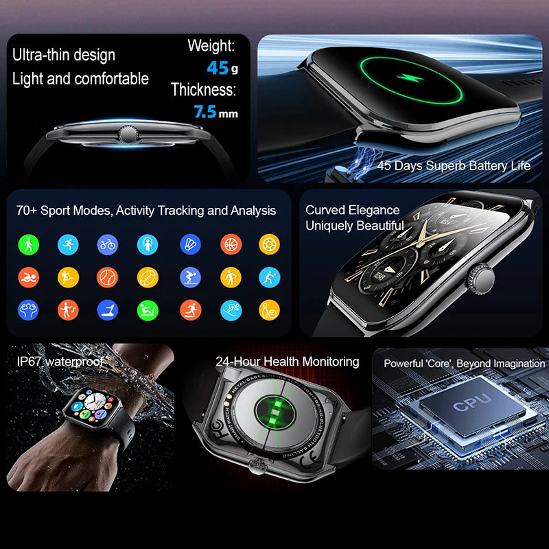 Ultra dünne Smartwatch 1,96" AMOLED mit Sportmodus