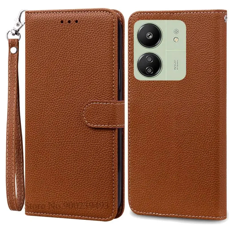 Étui à rabat en cuir pour Redmi 13C