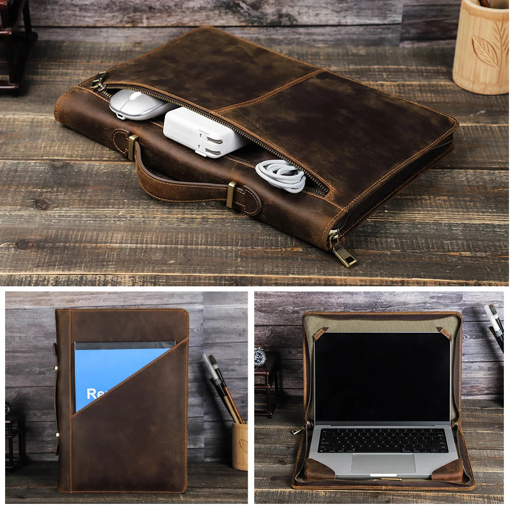 Elegant genuine leather laptop bag for MacBook & business