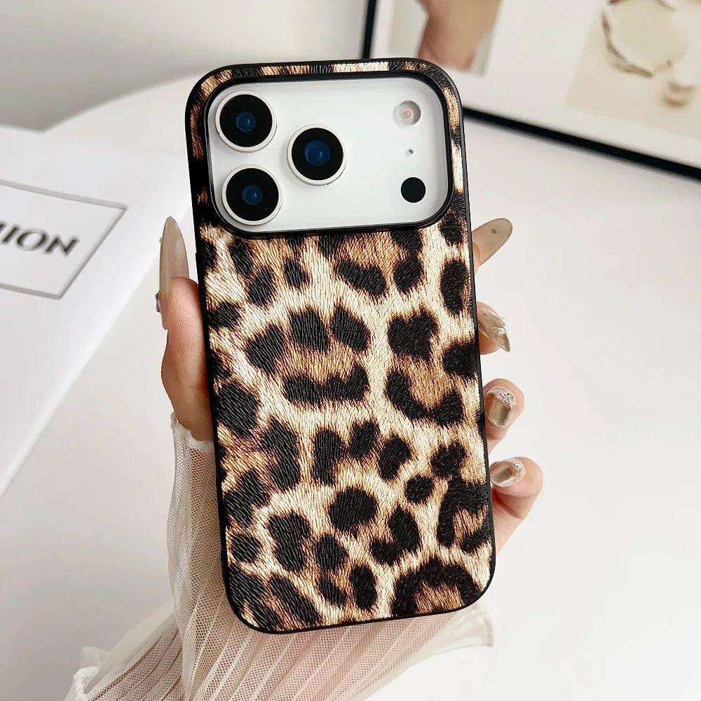 Leder Business Hülle mit Muster für iPhone 17