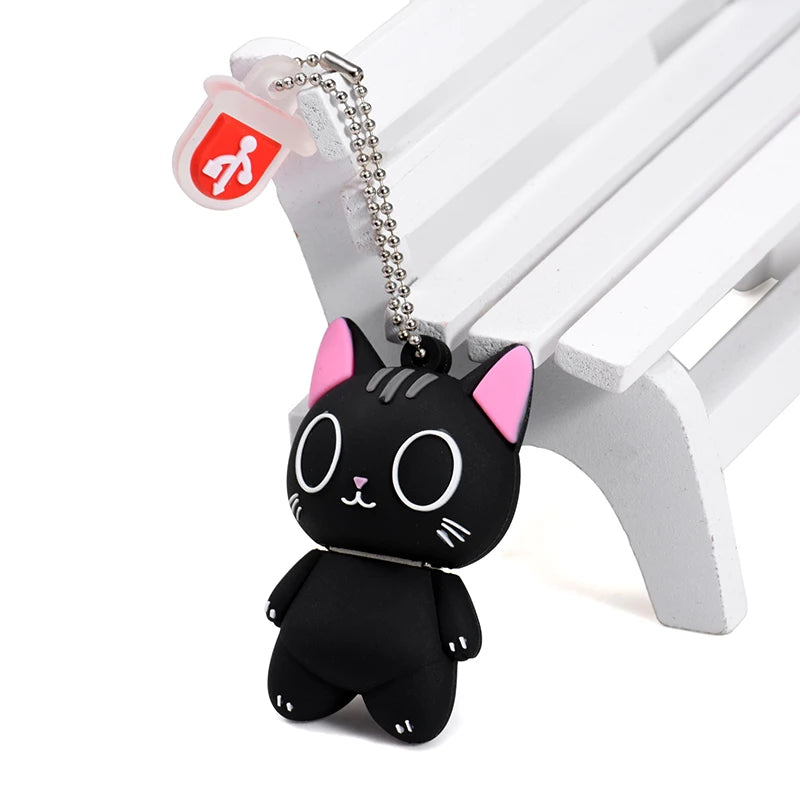 Mini Cartoon USB Stick 128GB Cat Keychain