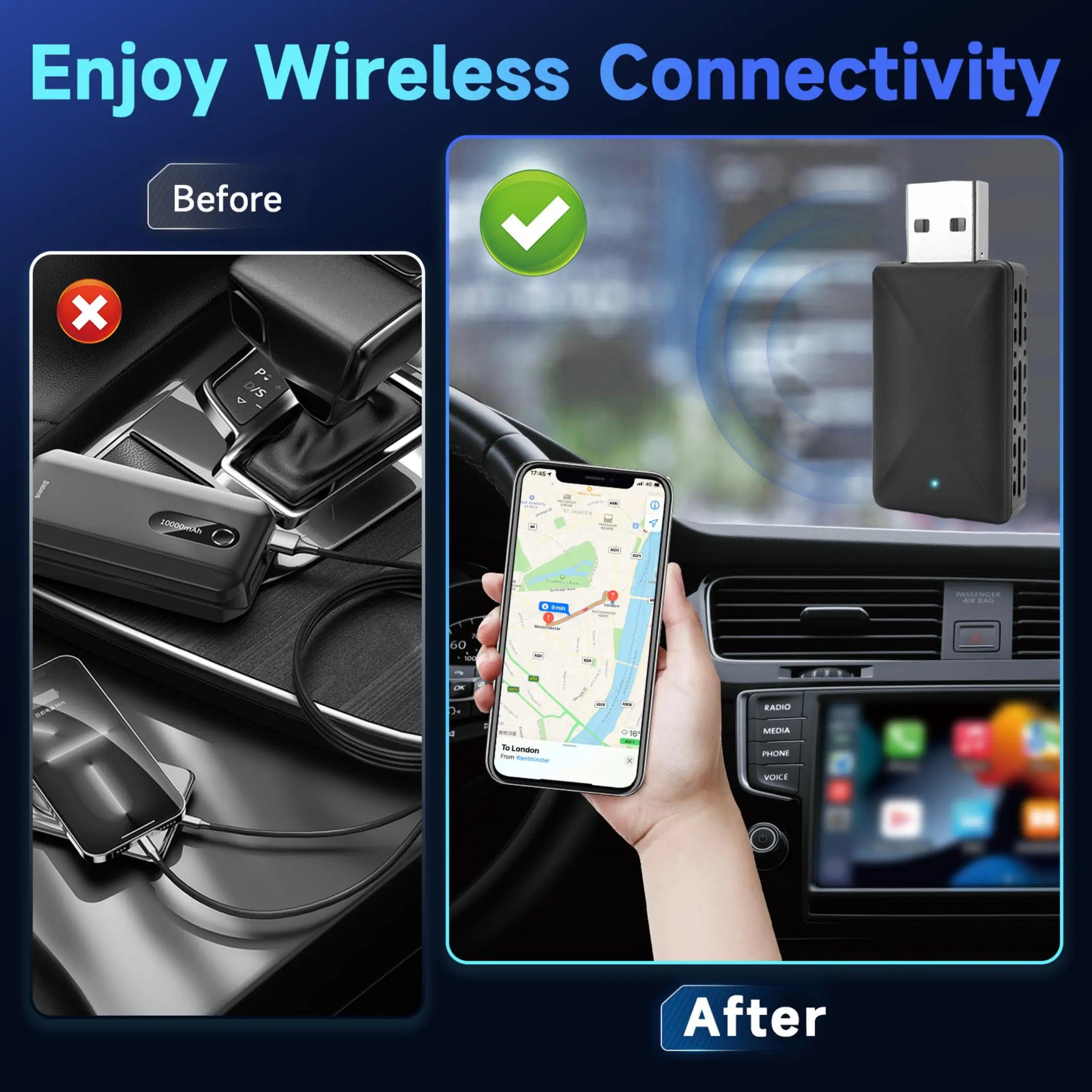 2-in-1 Wireless CarPlay & Android Auto Adapter