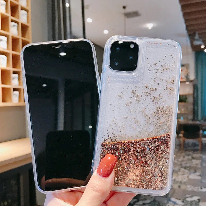 Silberne Sternen-Treibsand Hülle für iPhone 17 Pro Max