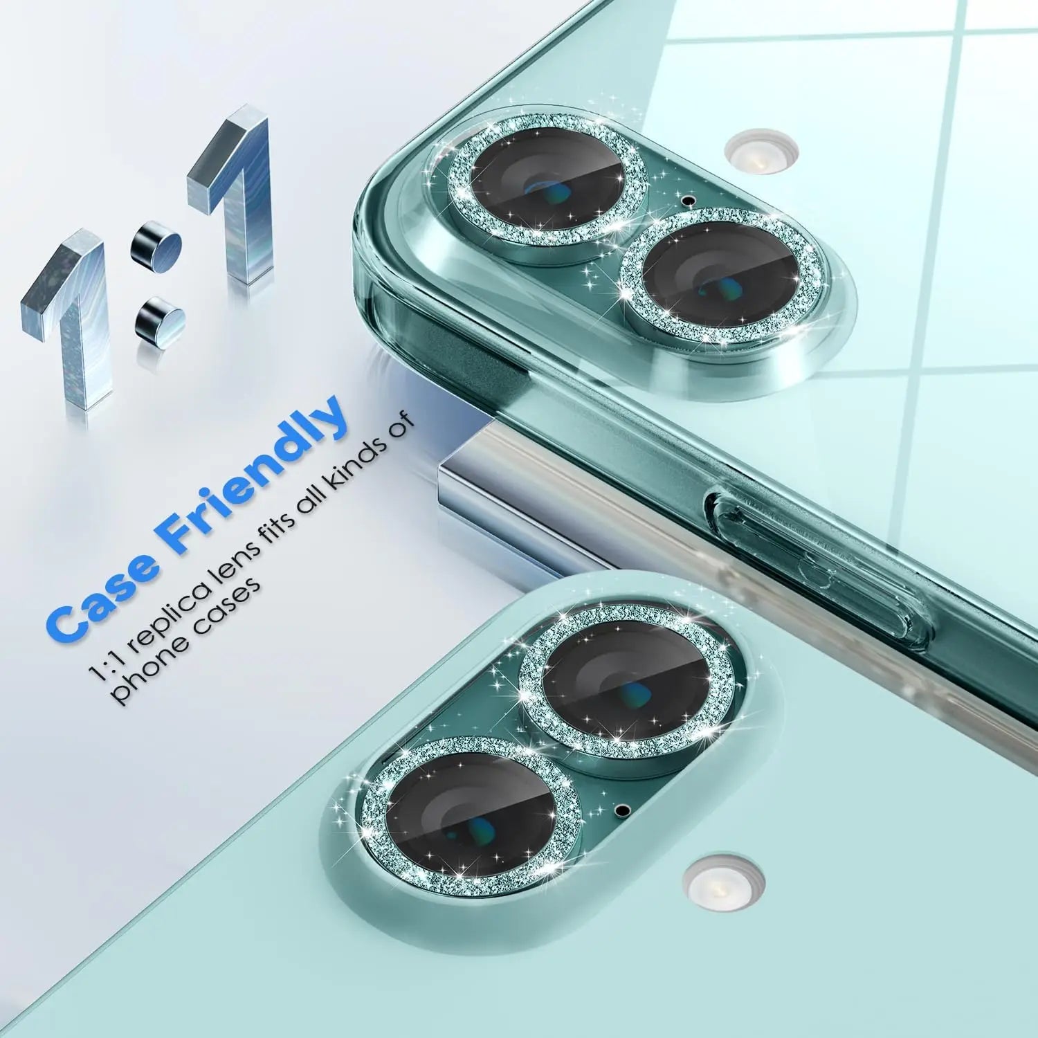 Bling Glitter Kamera Schutzglas für iPhone 17