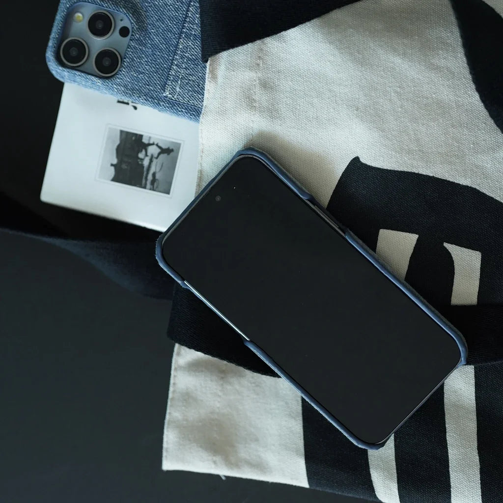 Retro Denim Kartenhülle stoßfest für iPhone