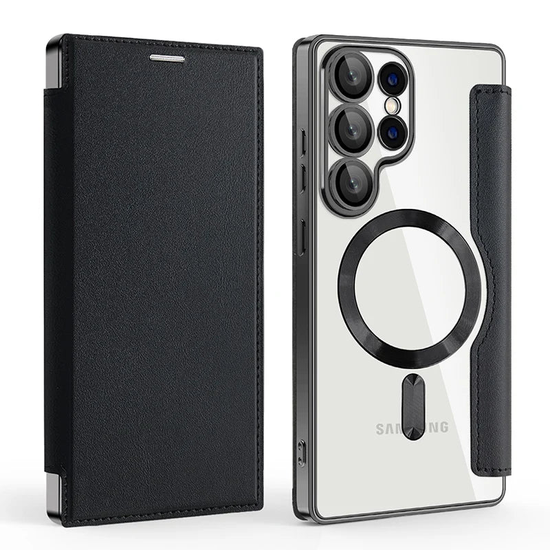 Magnetische Leder Wallet Hülle für Samsung S25 Ultra