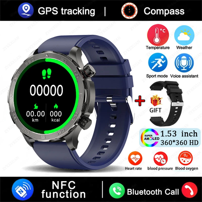 Sports Smartwatch 2025 with GPS, NFC & AMOLED display