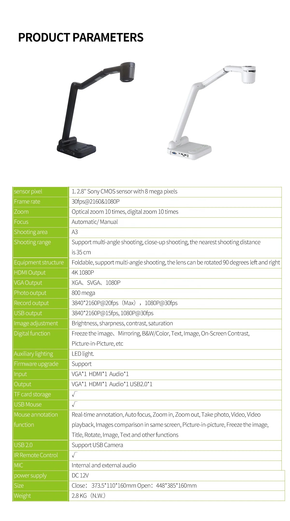 A4 Mini Dokumentenscanner mit 4K Kamera für Schule