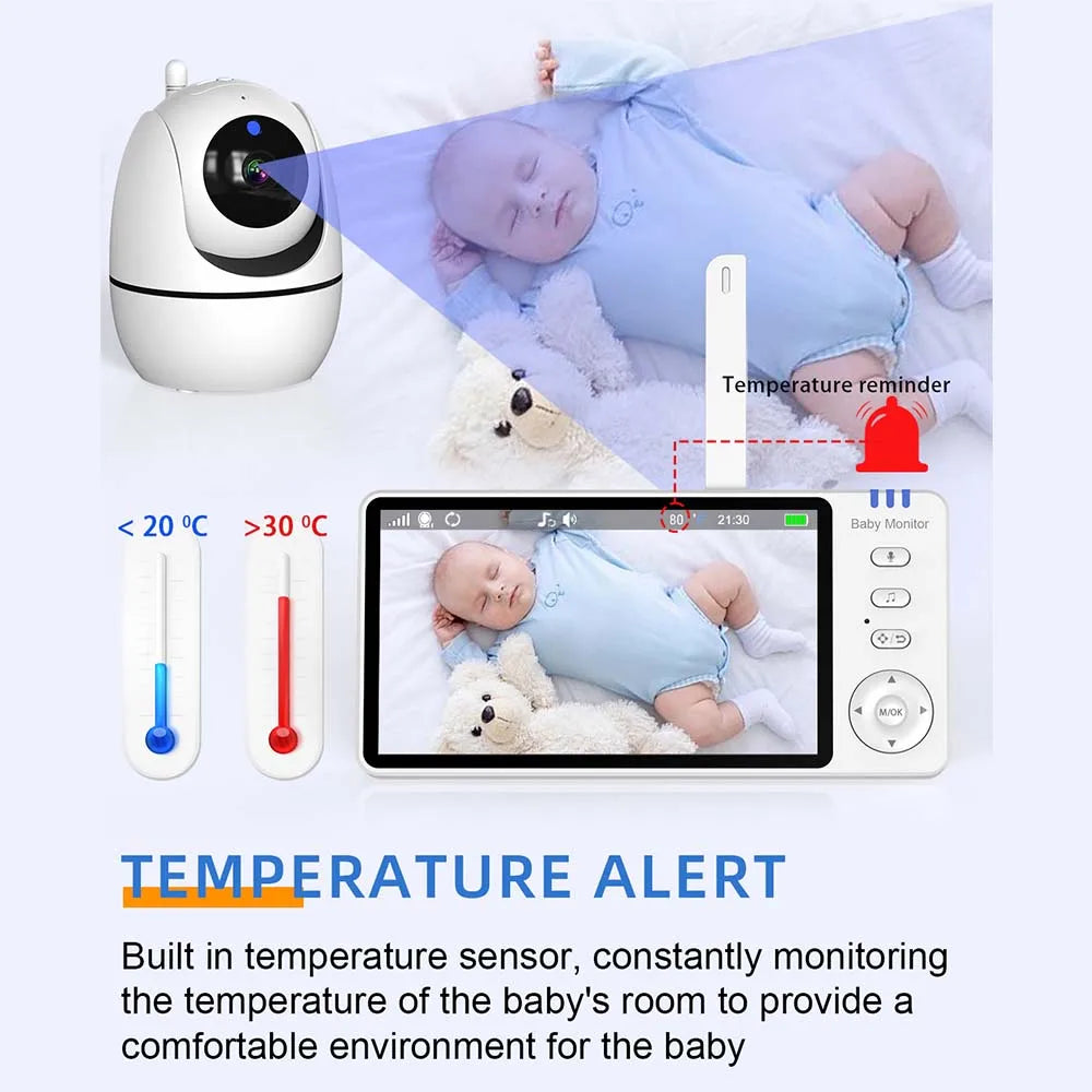 5-inch Baby Monitor PTZ Camera with Temperature & Songs