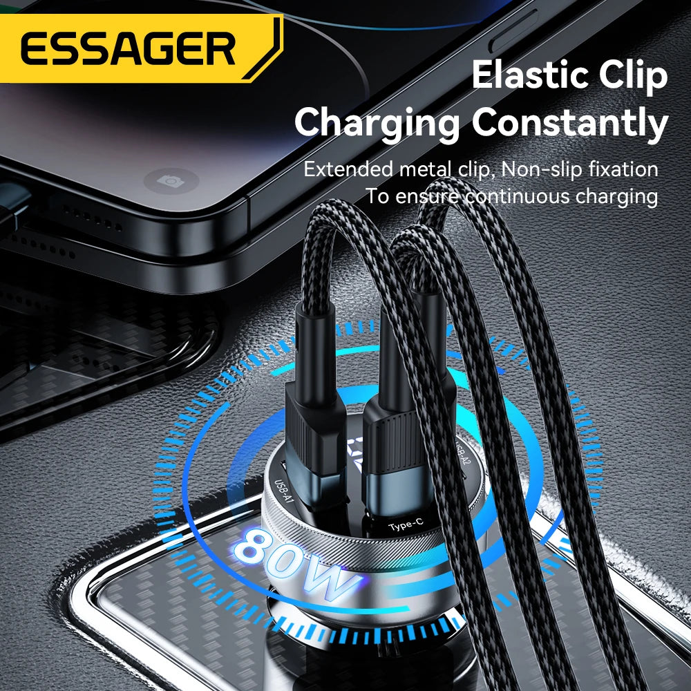 Essager 80W USB C Auto Ladegerät Schnellladung