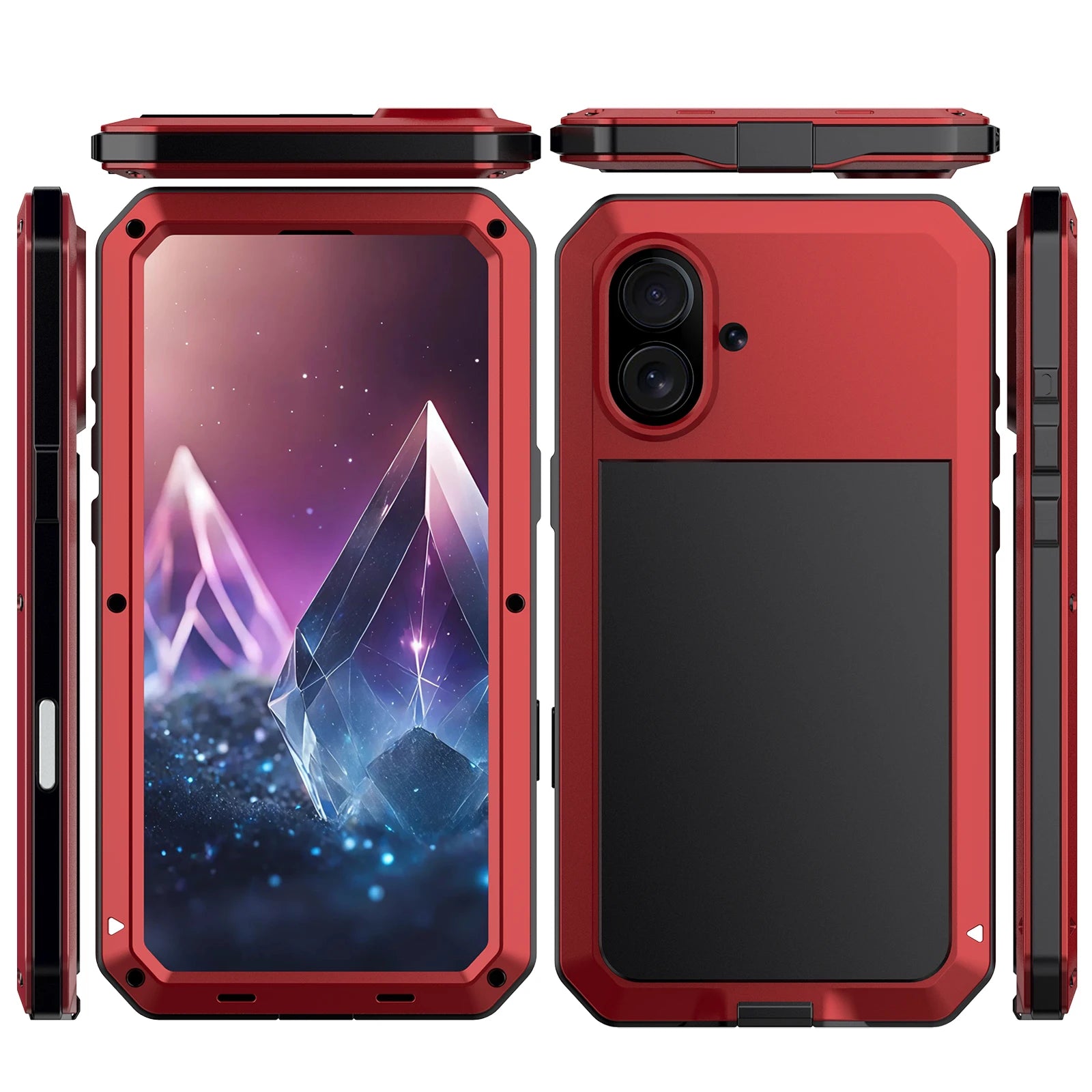 Stoßfeste Metall-Glas Hülle für iPhone 17