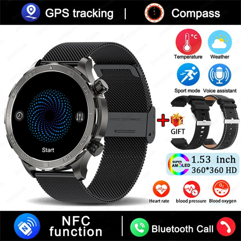 Sports Smartwatch 2025 with GPS, NFC & AMOLED display