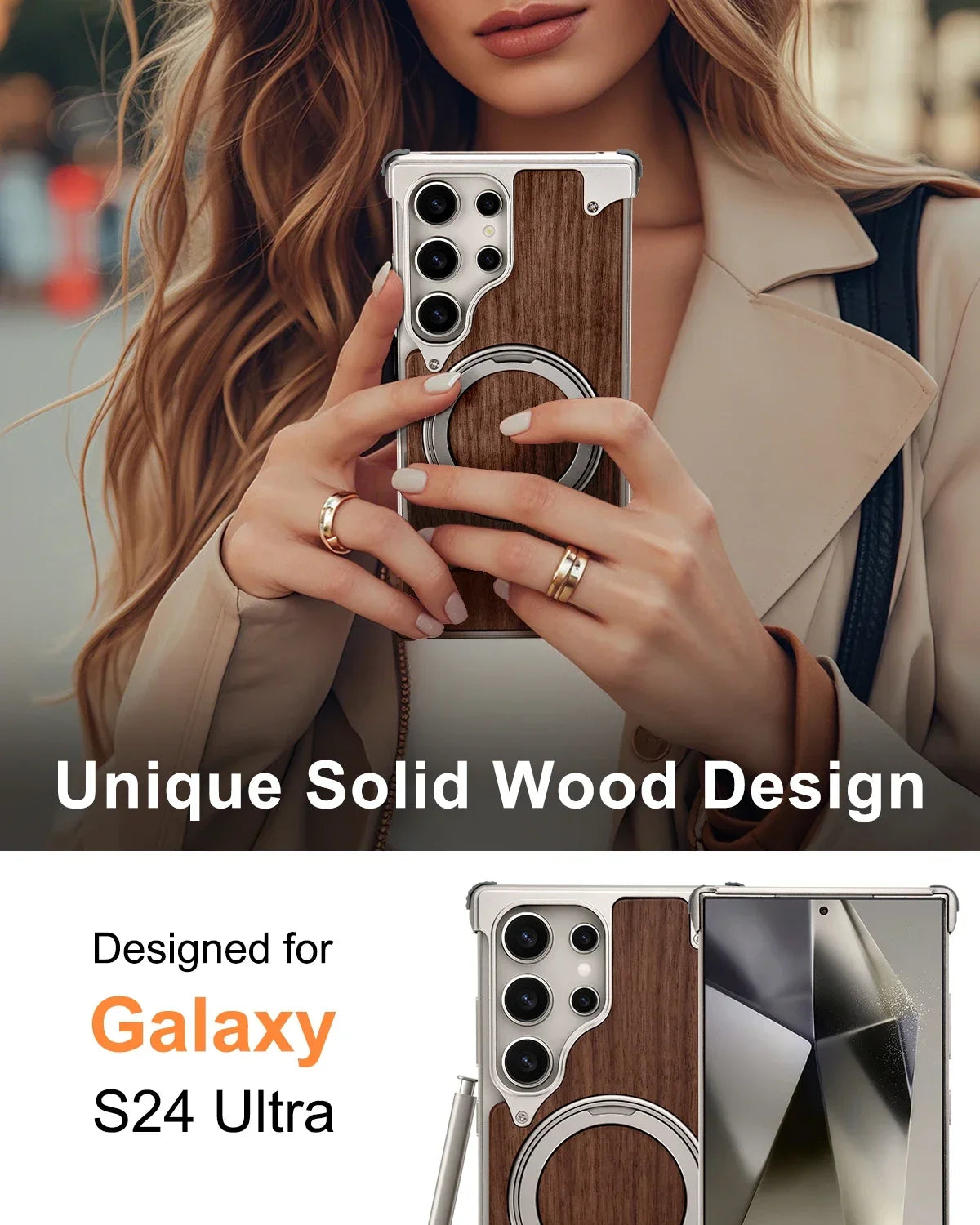 Solid wood phone case for Galaxy S25 S24 Ultra
