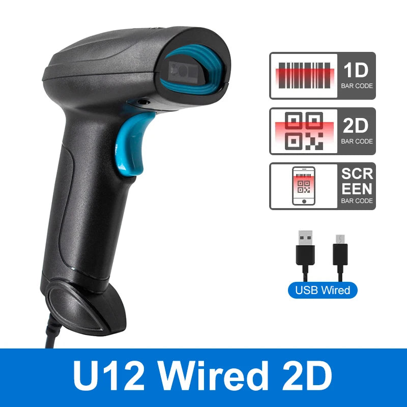 1D 2D Barcode Scanner Bluetooth Kabellos Kabelgebunden
