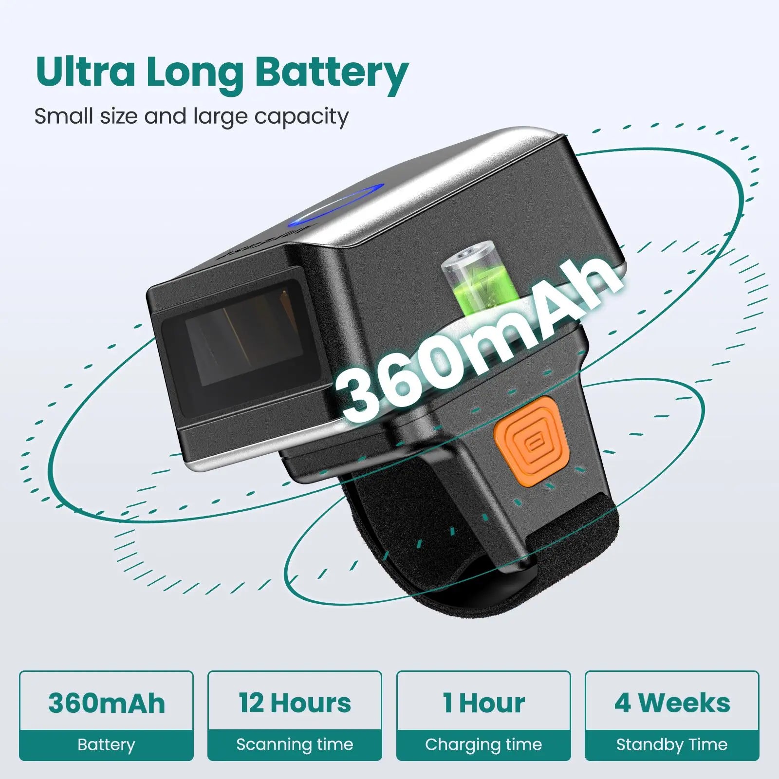 Mini Ring Barcodescanner 1D mit Bluetooth & USB