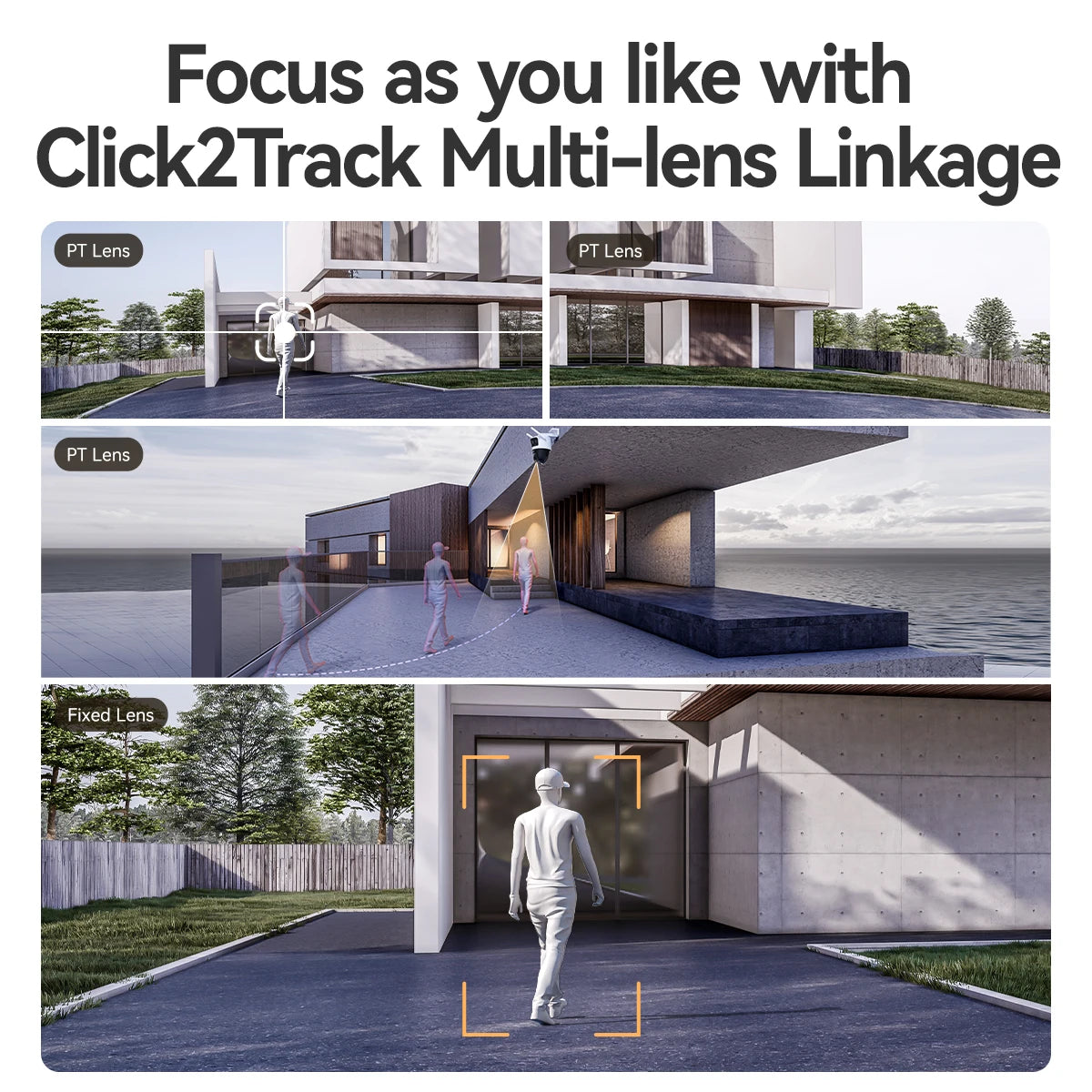 Triple Lens PTZ WiFi Outdoor Camera with Warning Light