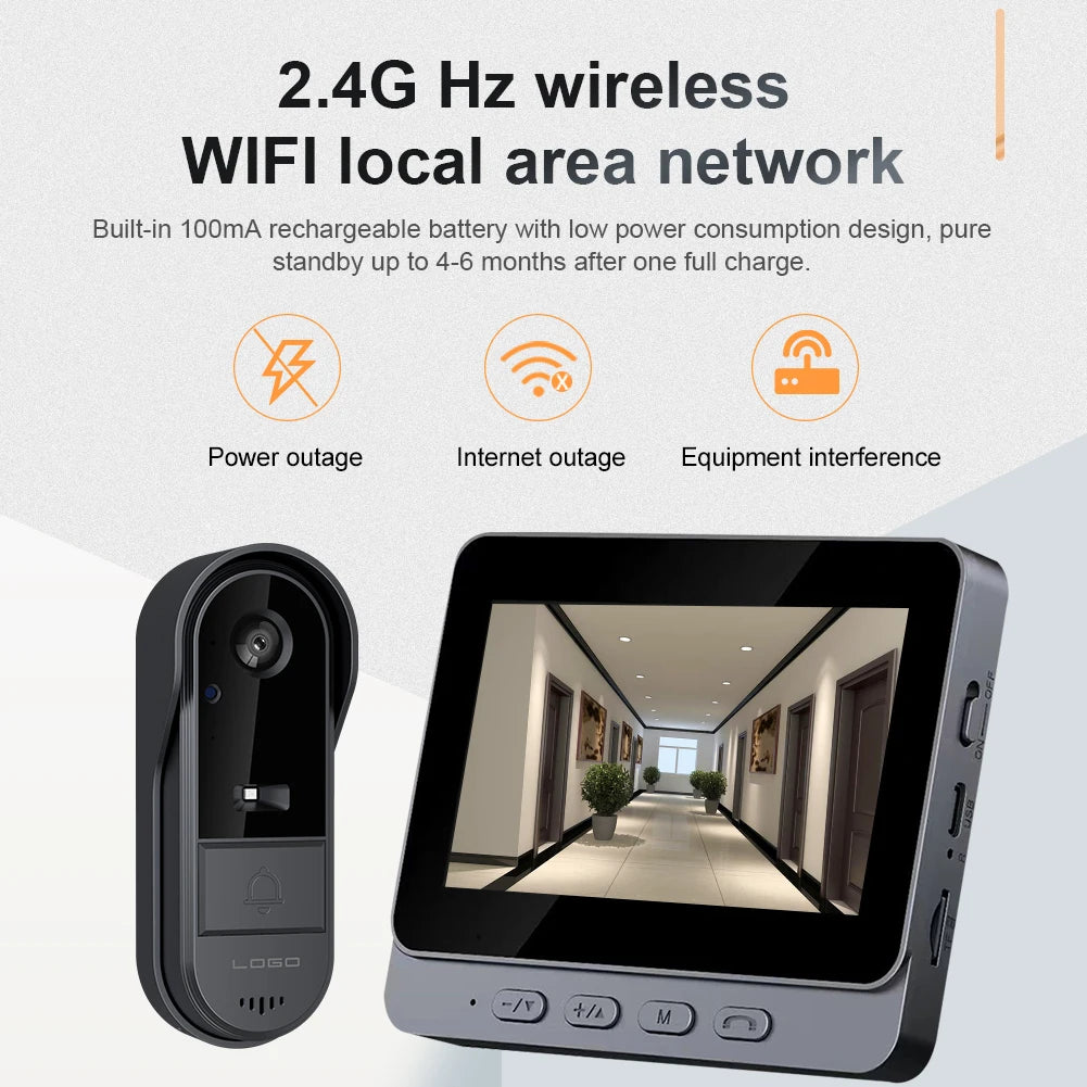 4.3" WLAN Türklingel mit Kamera und Nachtsicht