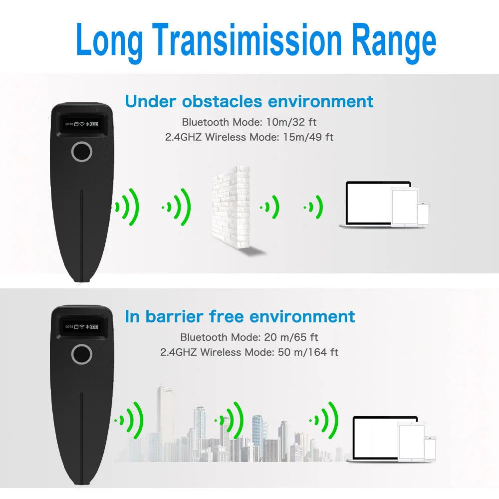 Kompakter 2D Bluetooth Barcode-Scanner für Mobile Zahlung