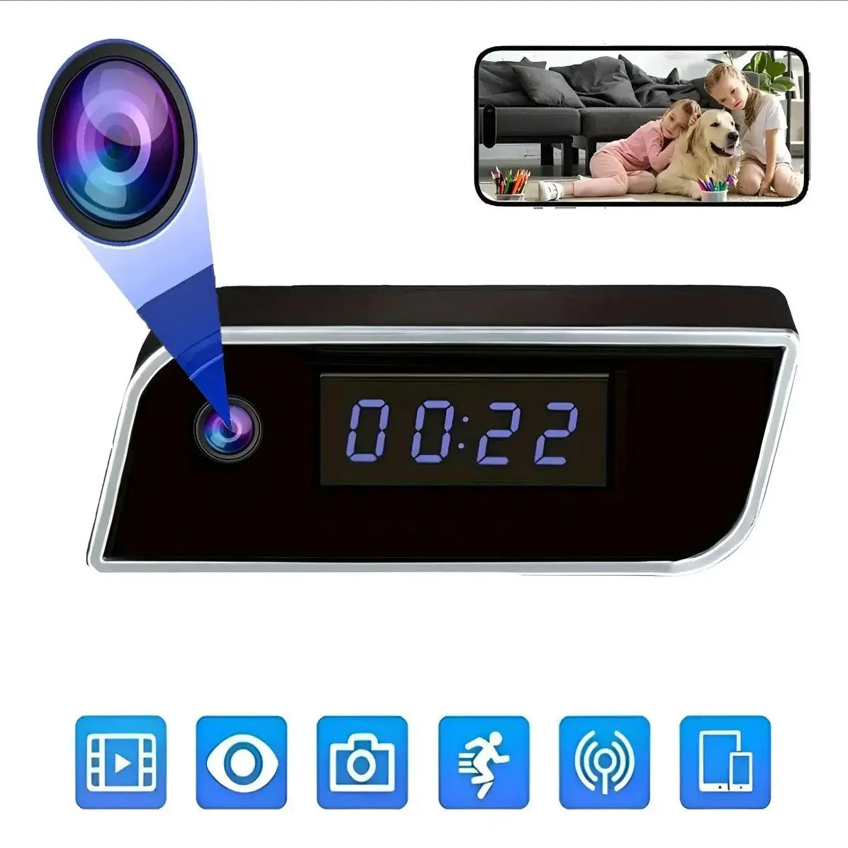 4K Mini Clock Camera with WiFi and Night Vision