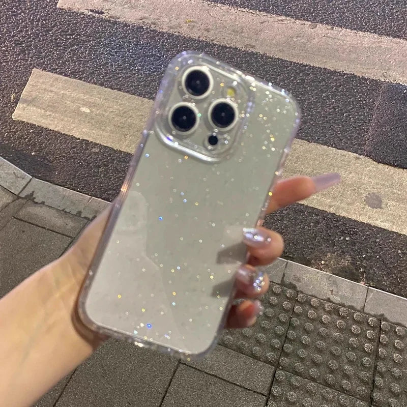 Glitzer Klare Silikonhülle iPhone 11-16