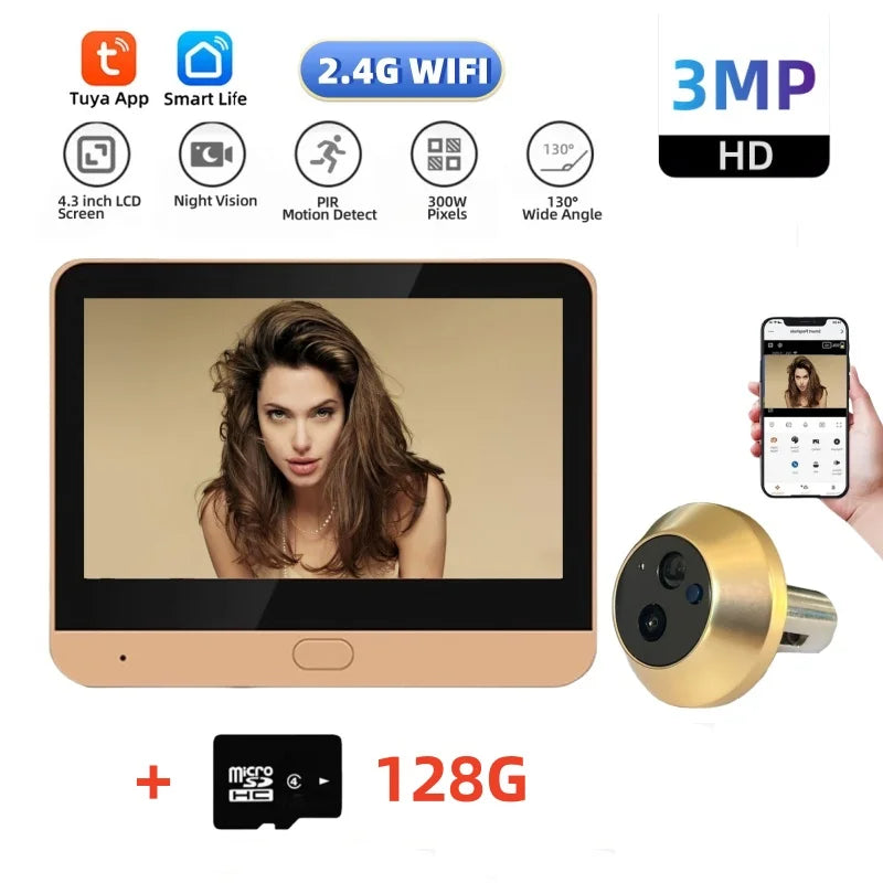 Smart Life WiFi Türspion Kamera 4.3" 3MP Bildschirm