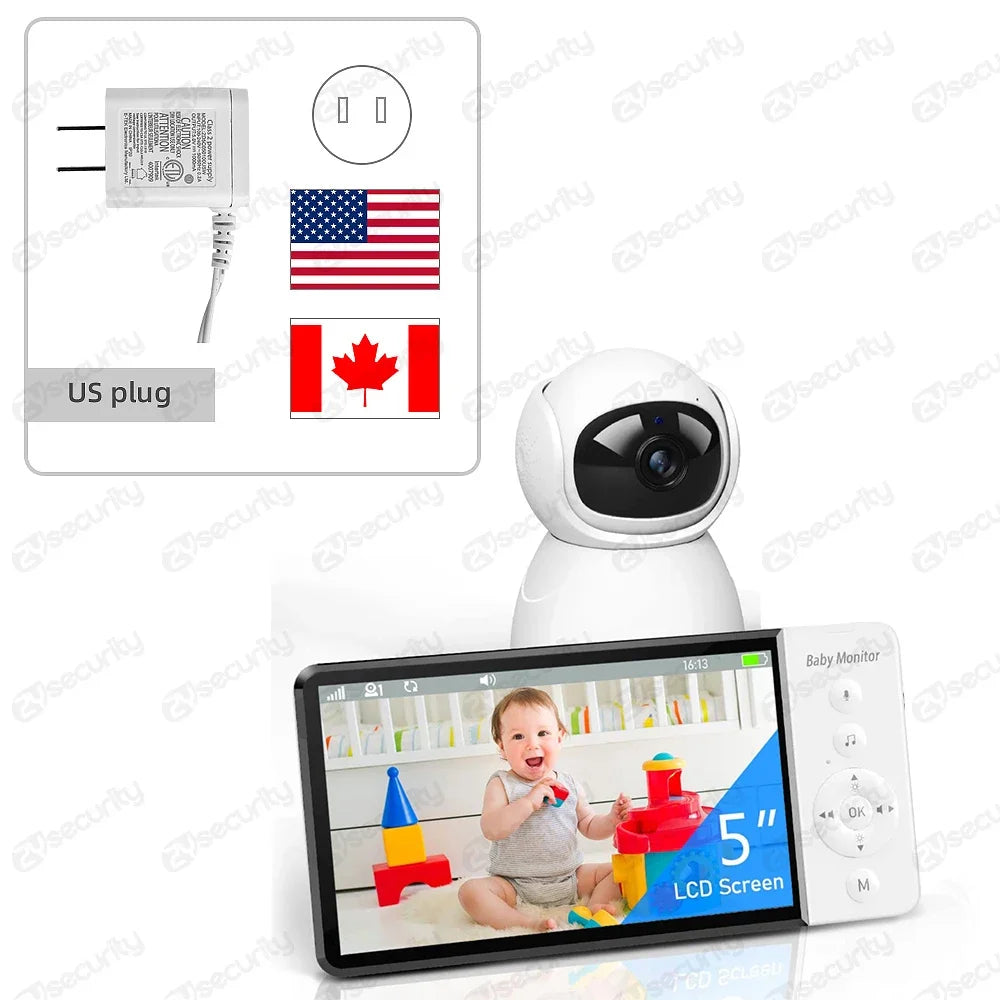 5-inch baby monitor with PTZ camera and night vision