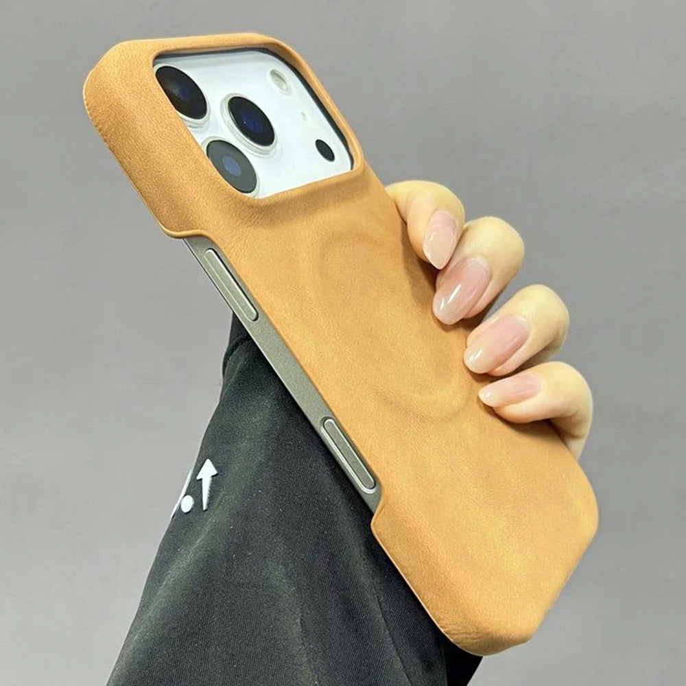 Retro Lederhülle Magnetisch für iPhone mit Magsafe