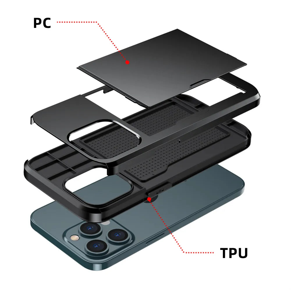 Slide Wallet Kartenfach Handyhülle iPhone