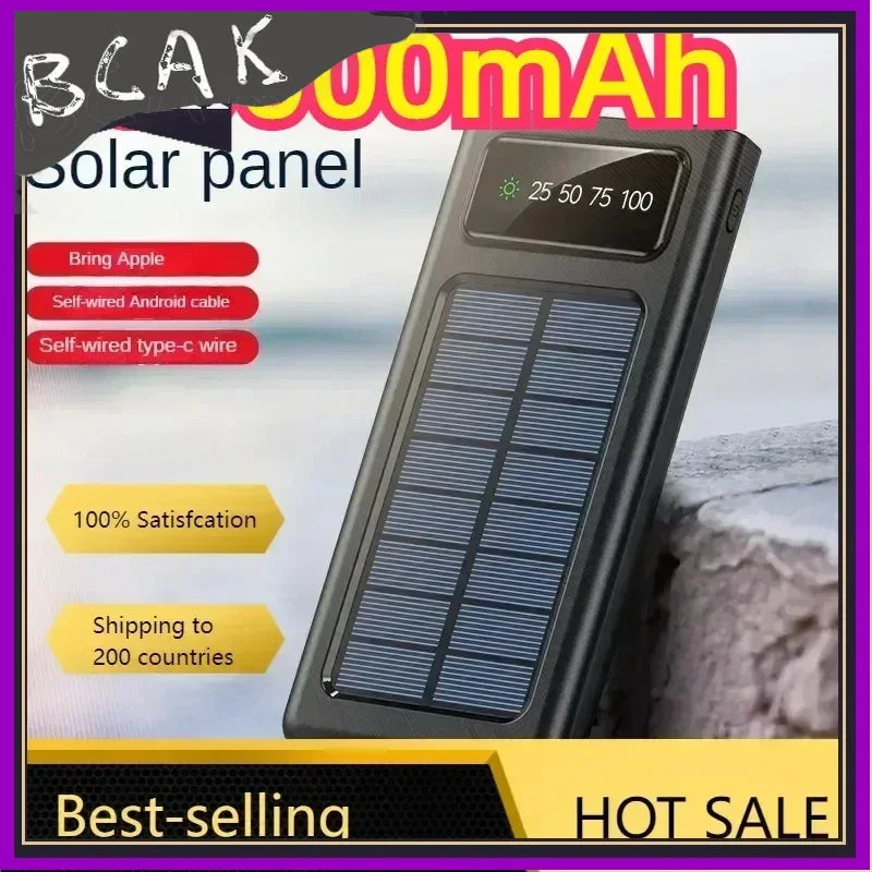 500000mAh Ultra-thin Solar Power Bank with Cable