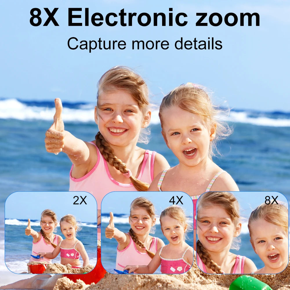 Kompakte Kinder-Digitalkamera 8X Zoom Flip-Screen
