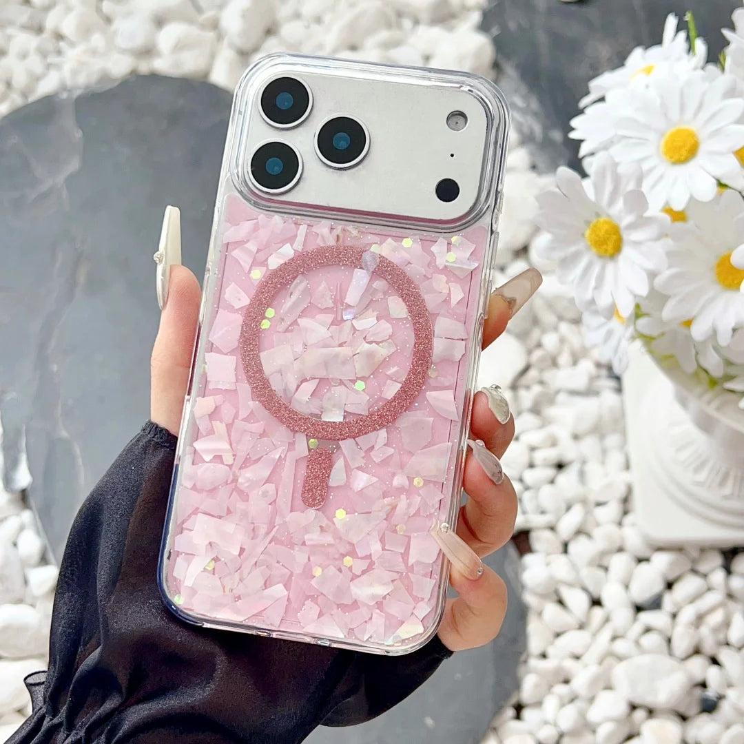 Glitzer Muschelmuster Hülle für iPhone 17 Pro Max