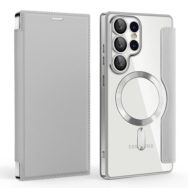 Magnetische Leder Wallet Hülle für Samsung S25 Ultra