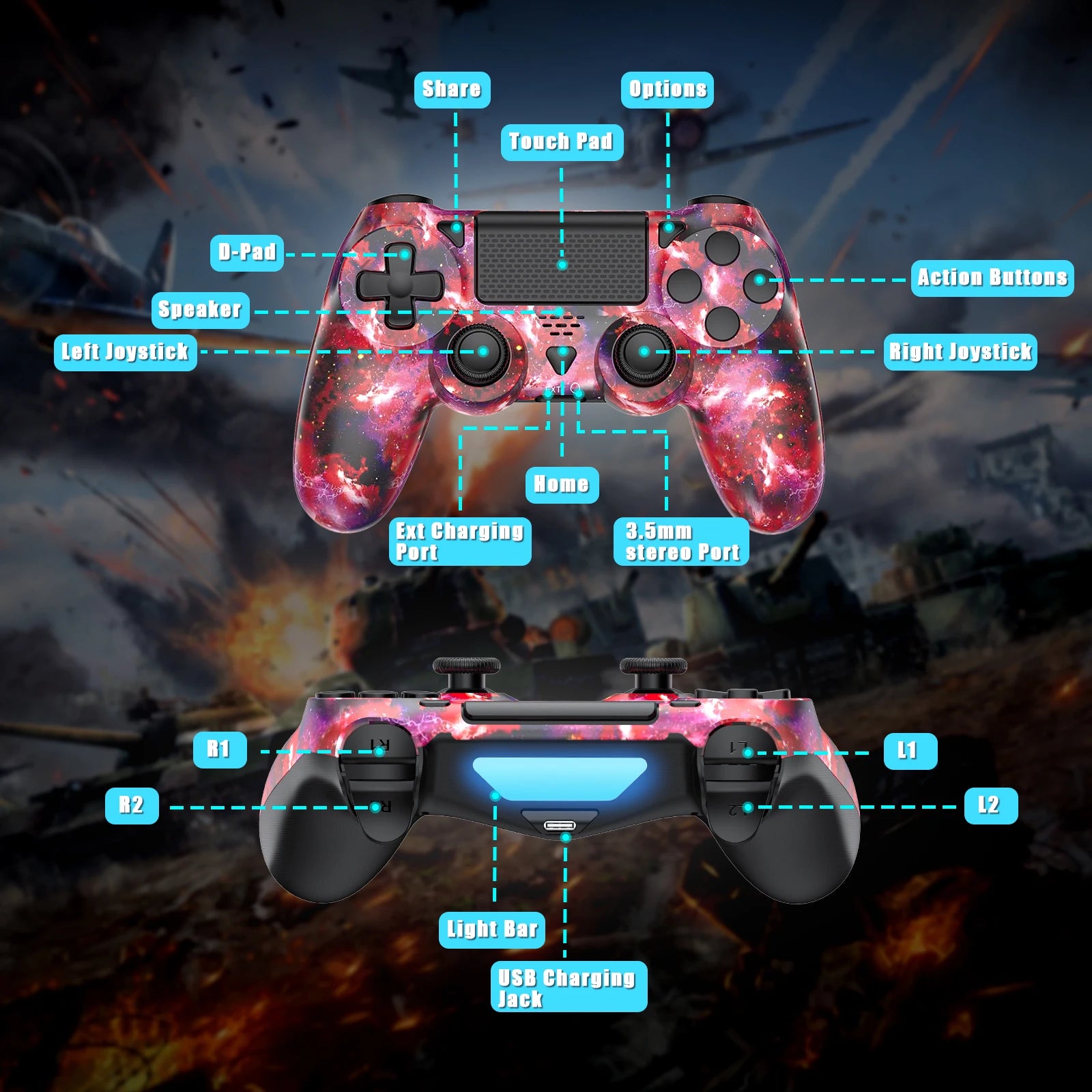 Bluetooth Wireless Gamepad für PS4 & PC