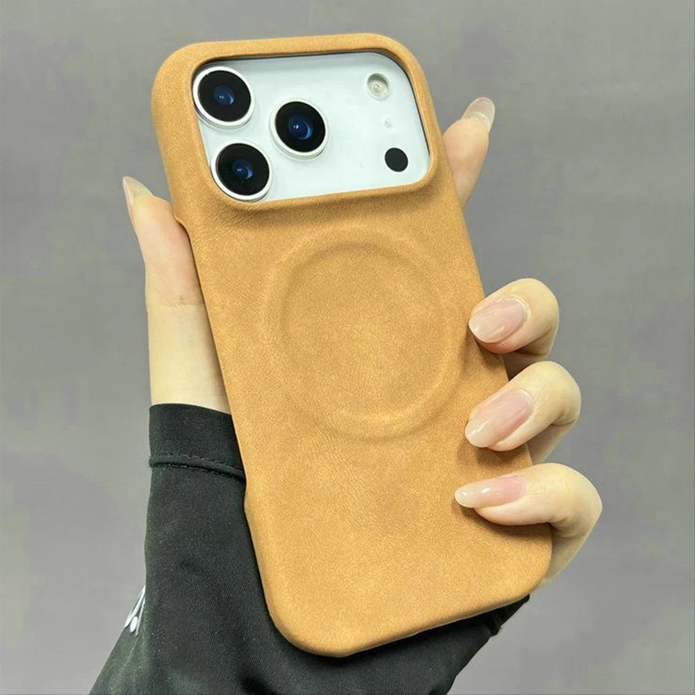 Retro Lederhülle Magnetisch für iPhone mit Magsafe