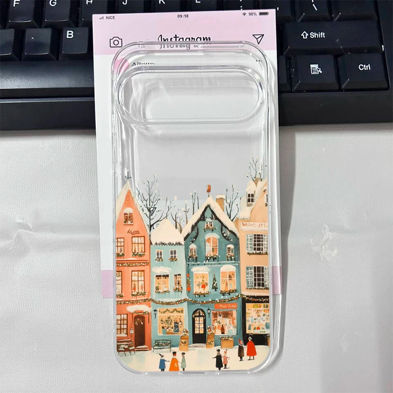 Winter-Handyhülle mit Schnee und Tannenbaum für Pixel