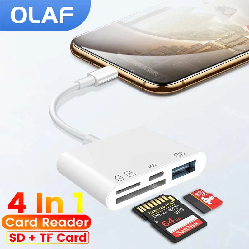 4-in-1 OTG Type-C Lightning SD TF Card Reader