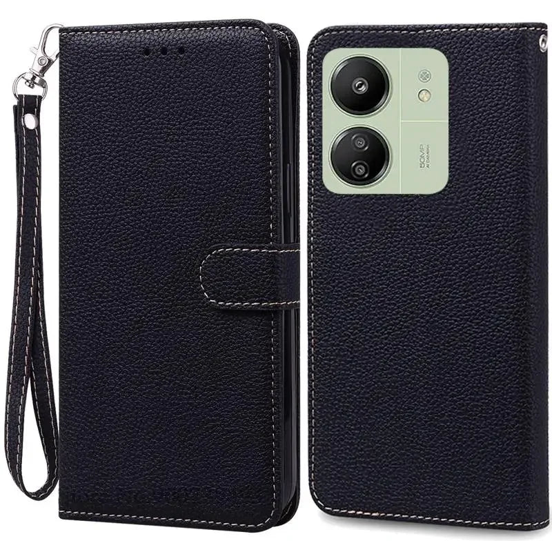 Étui à rabat en cuir pour Redmi 13C