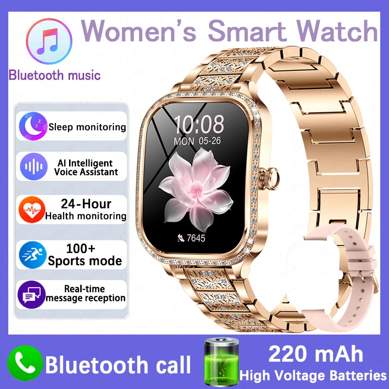 Elegant women's fitness smartwatch with call function