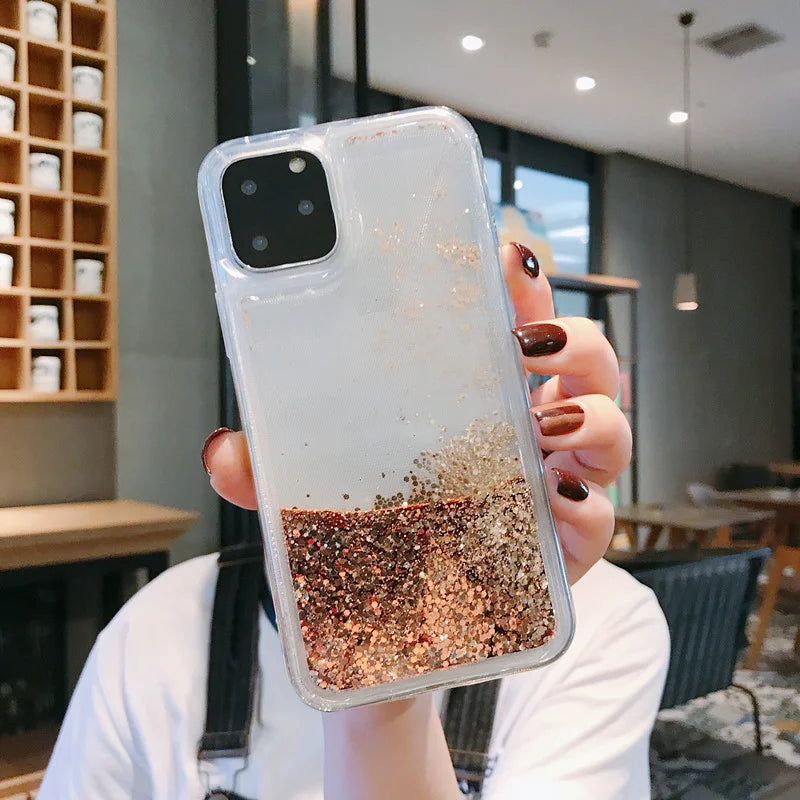 Silberne Sternen-Treibsand Hülle für iPhone 17 Pro Max