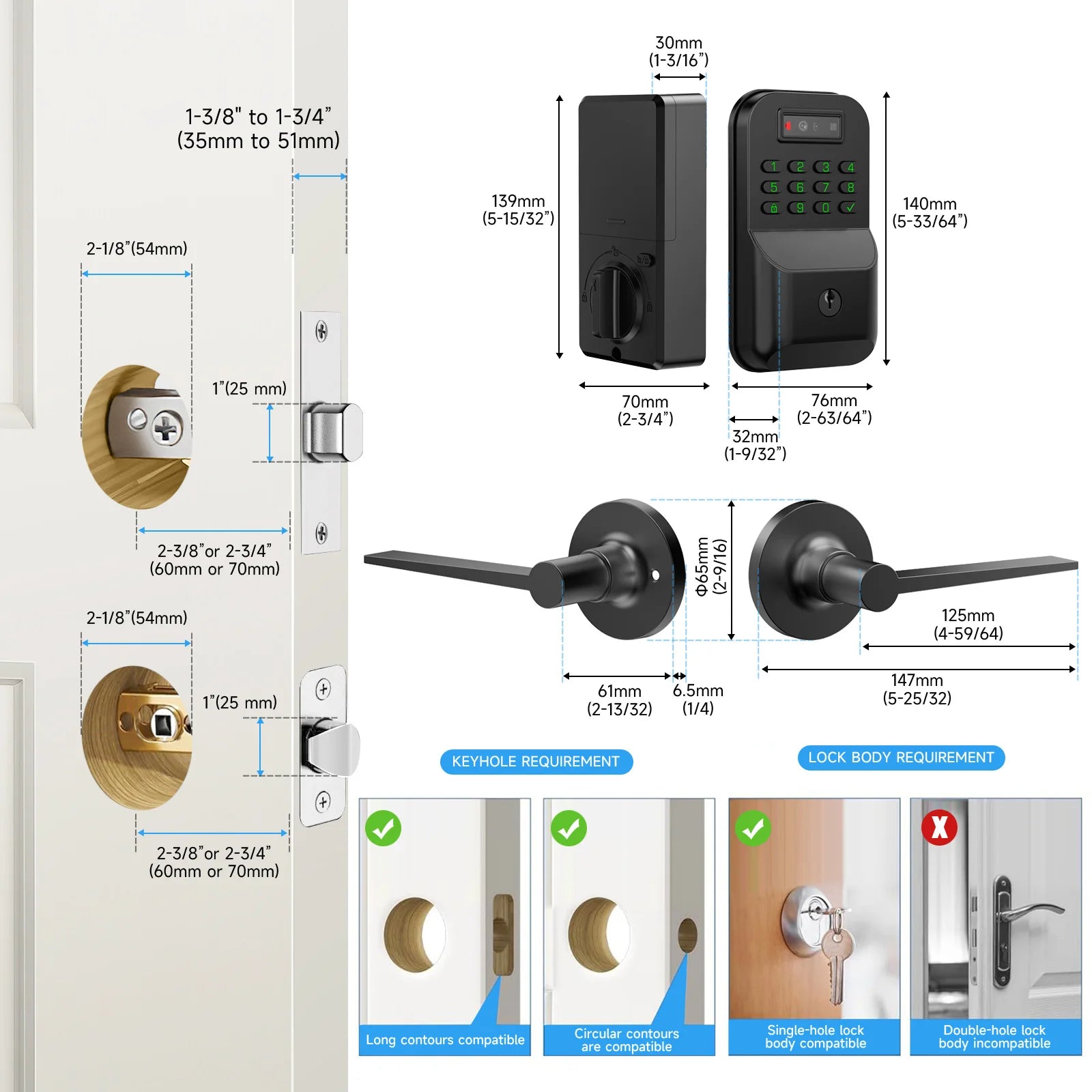 CDOK K9 Smart Türschloss mit Fingerabdruck & App