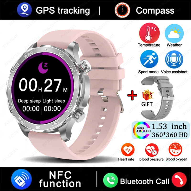Sports Smartwatch 2025 with GPS, NFC & AMOLED display